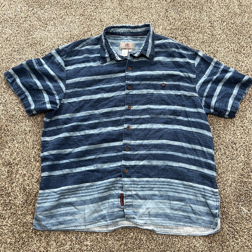 Territory Ahead Striped Linen Shirt Men's XXL Button-Up Blue Beach Breathable